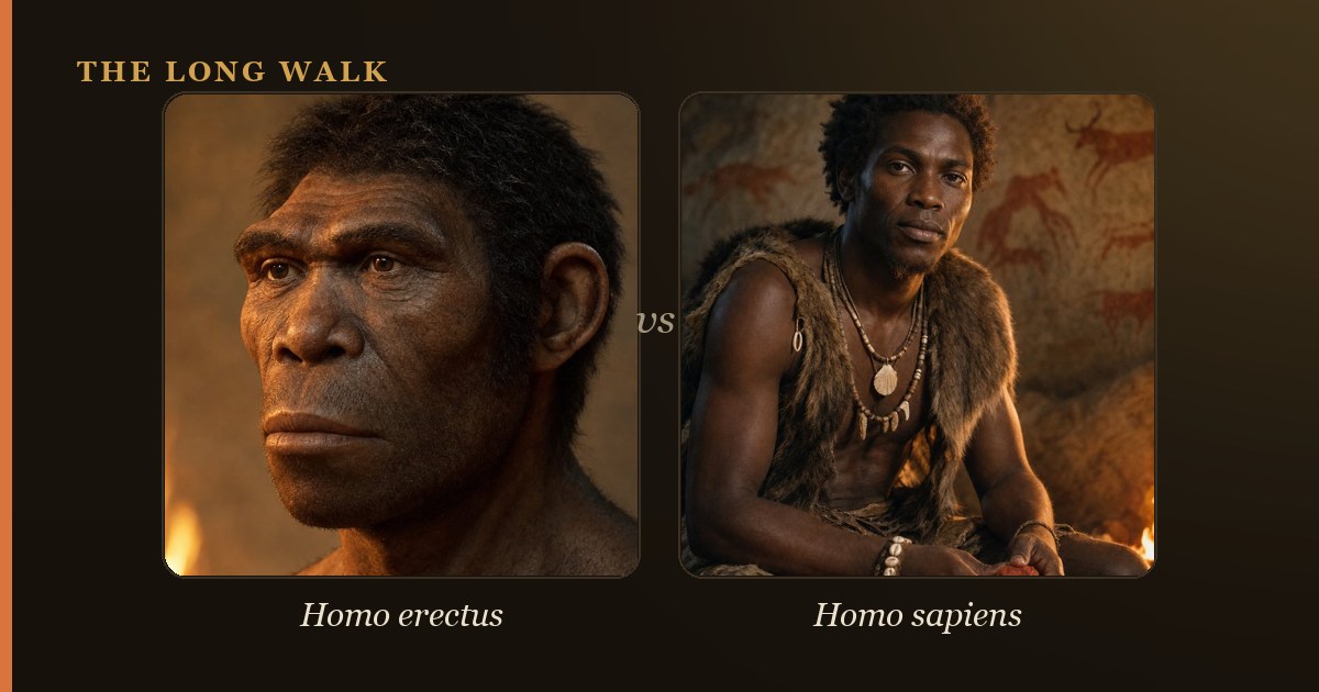 Reconstruction of Homo erectus and Homo sapiens