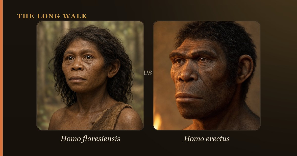 Reconstruction of Homo floresiensis and Homo erectus