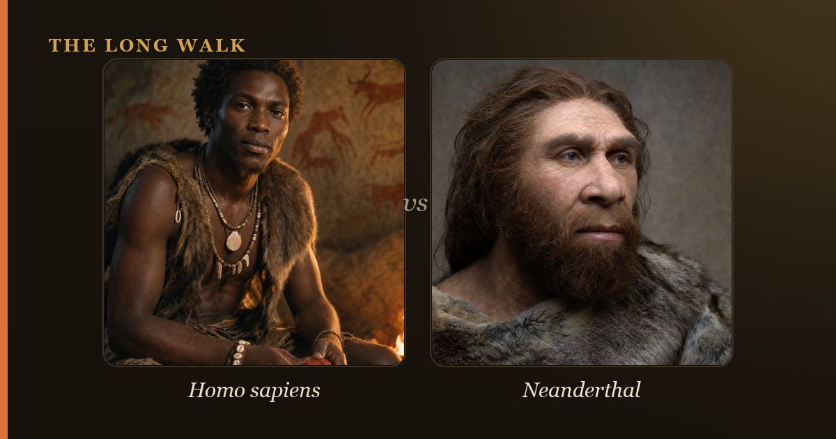 Reconstruction of Homo sapiens and Neanderthal