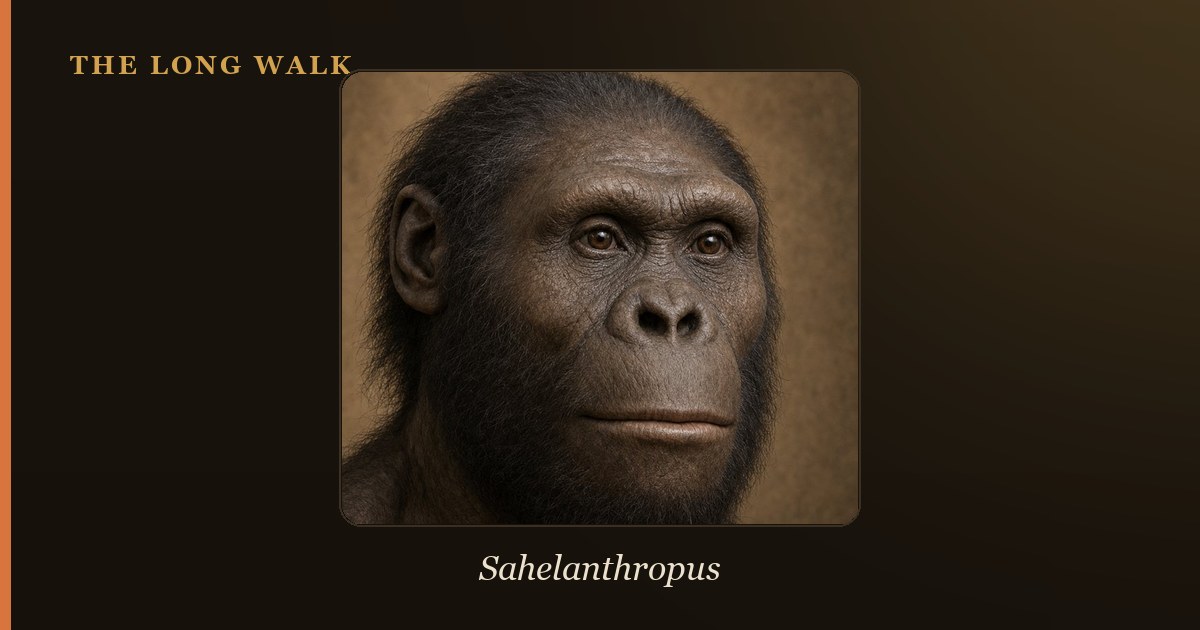 Interpretive reconstruction of the head of Sahelanthropus tchadensis, the species represented by the Toumaï skull
